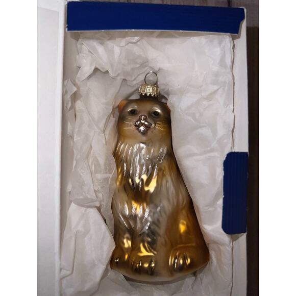 KREBS LAUSCHA CAT BLOWN GLASS CHRISTMAS TREE ORNAMENT GERMANY NEW IN BOX - Picture 6 of 9